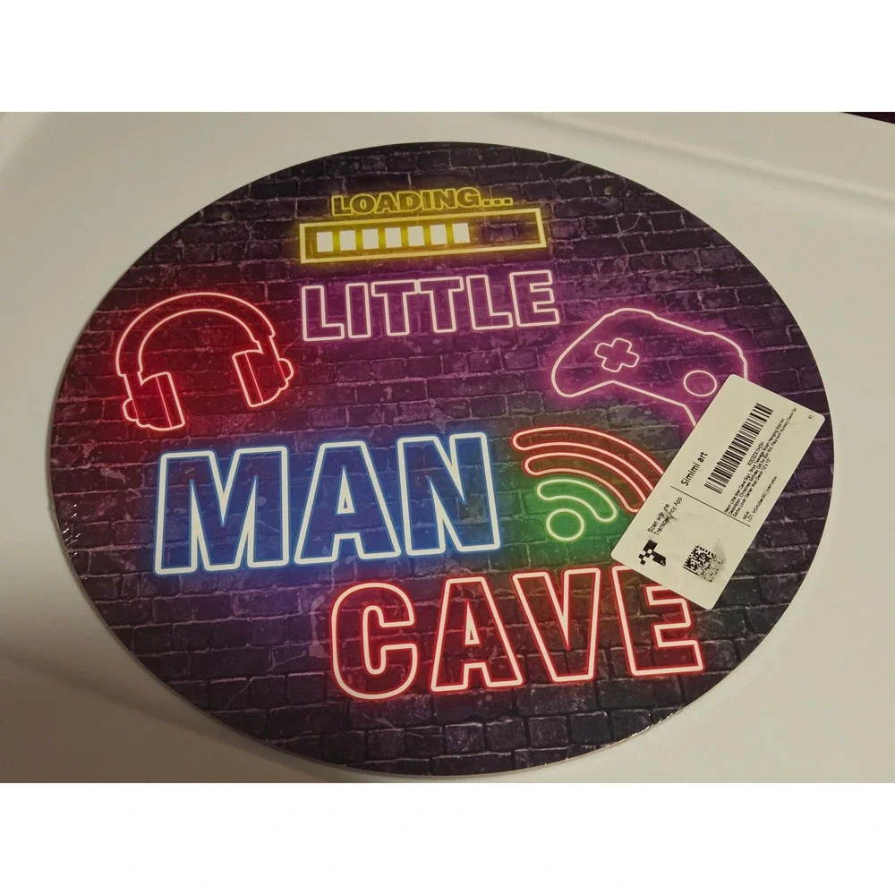 Simimi art Little Man Cave Sign Boys Gaming Room Decor Neon Gamer Wall Art 12x12